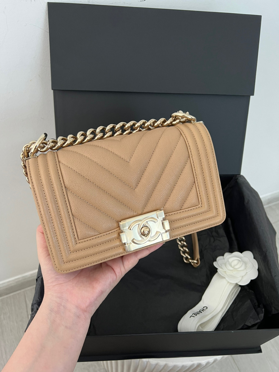 Chanel Boy Small Chevron Caviar