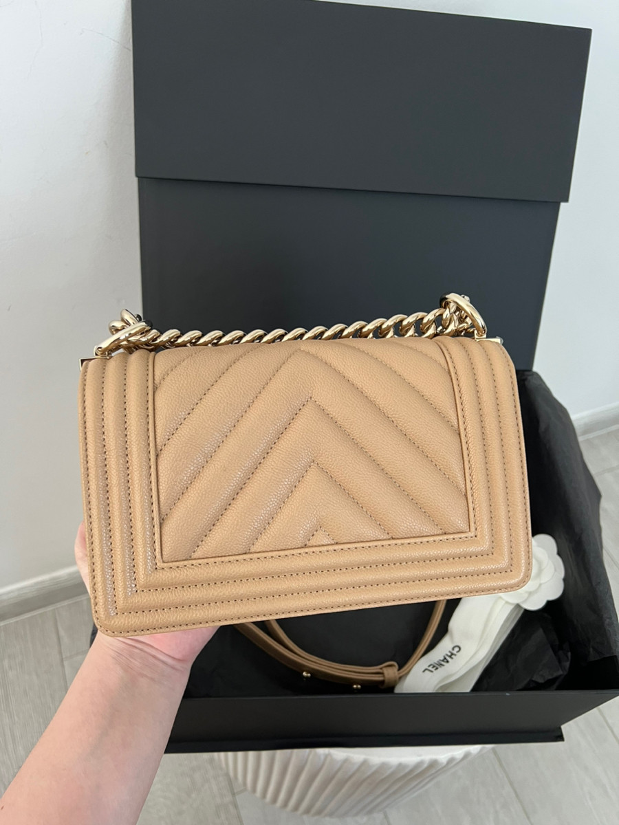 Chanel Boy Small Chevron Caviar