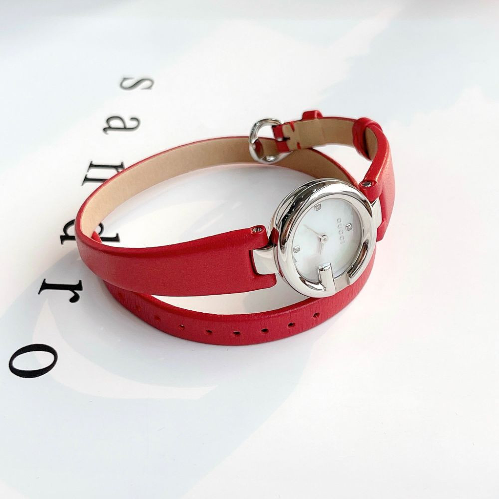 Đồng hồ Gucci Guccissima Mother of Pearl Dial Red Leather Ladies Case 28mm