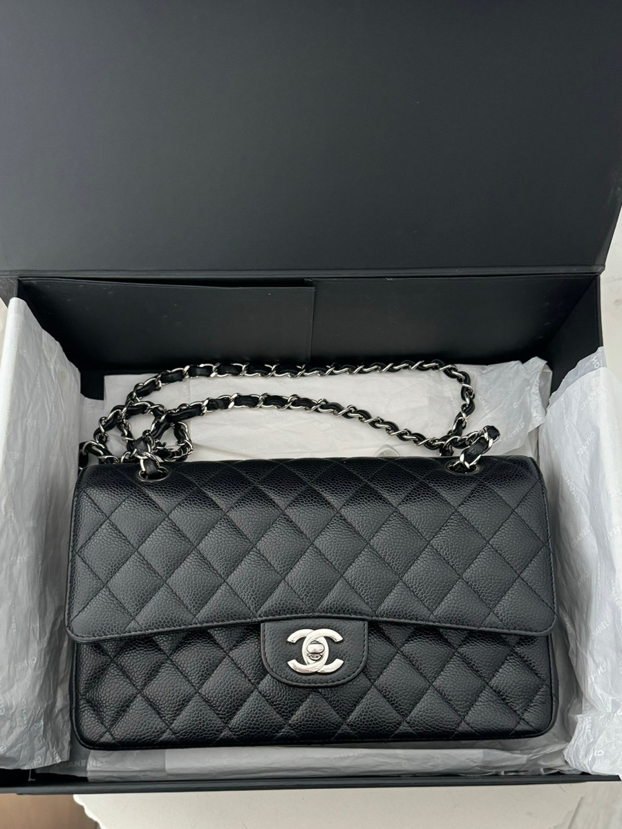 Chanel classic medium black shw