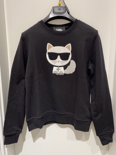 Áo Karl nỉ đen logo mèo