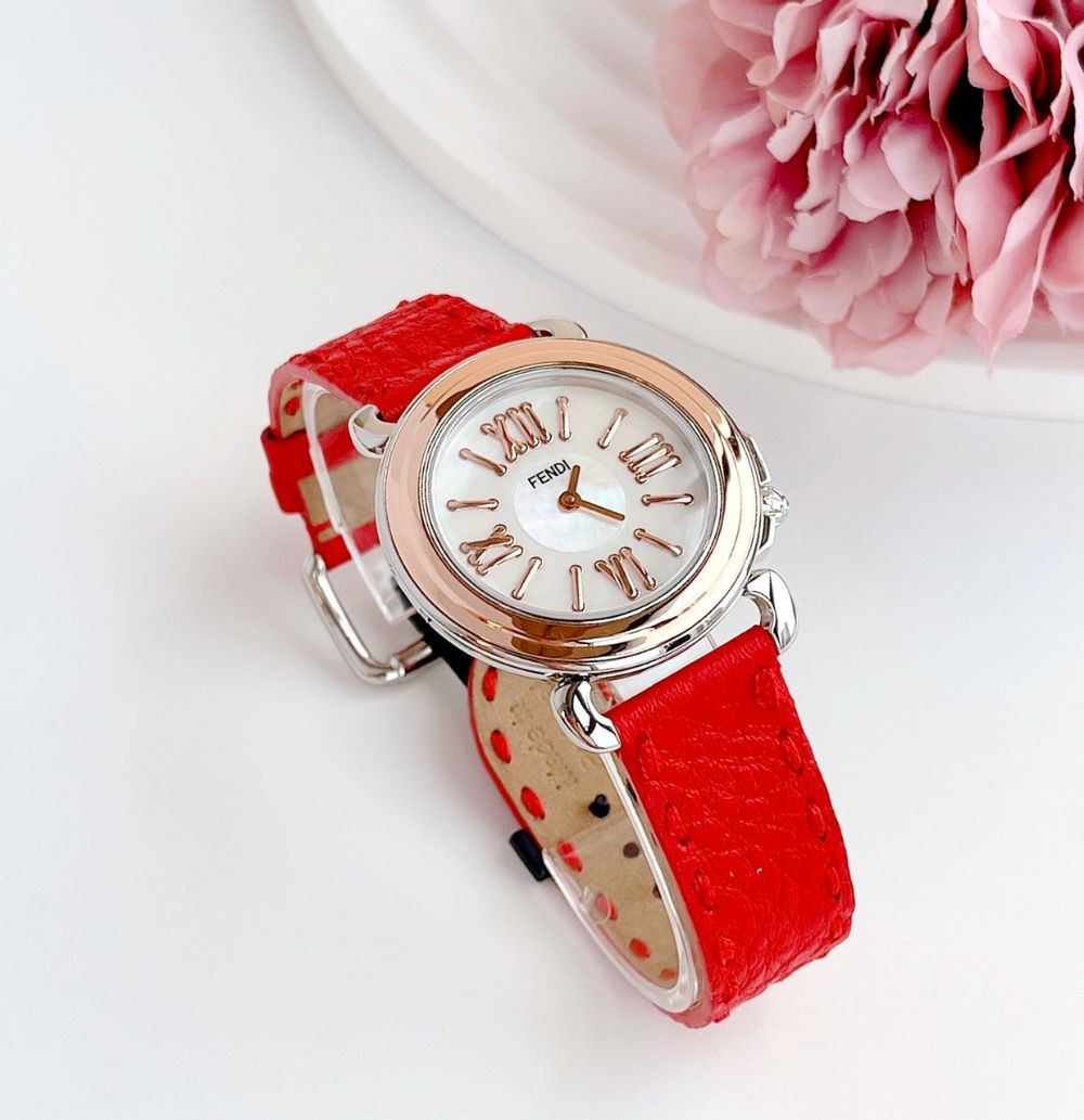 Đồng hồ Fendi Selleria Ladies Red Leather Watch case 35mm