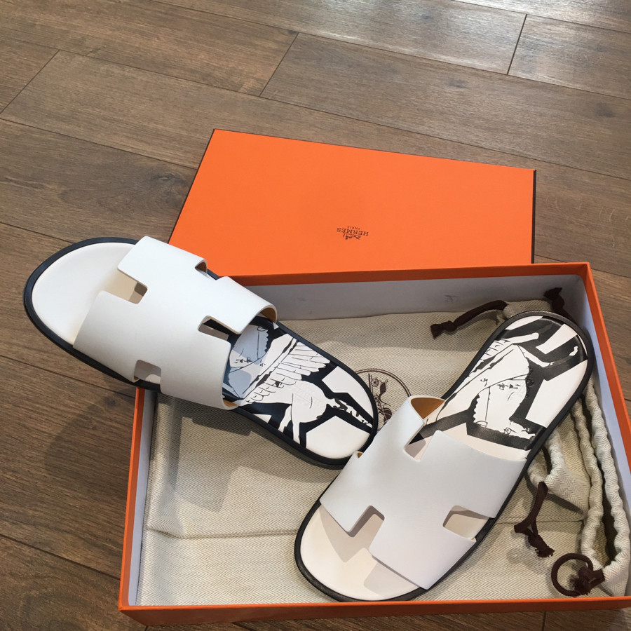 sẵn       H E R M E S  Other Line Clothing mens sandals màu trắng cho nam  .... 💎 size 41  ... đủ box + túi vải i