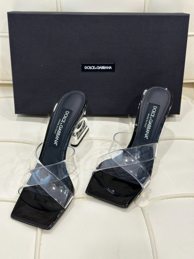Guốc Dolce & Gabbana quai trong gót bạc, cao 9cm