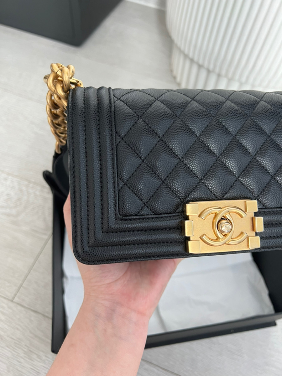 Chanel Boy S Black Ghw Caviar Codechip