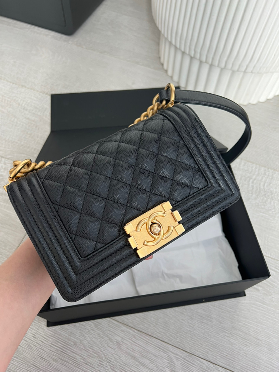 Chanel Boy S Black Ghw Caviar Codechip