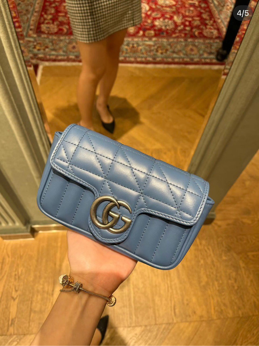 Túi Gucci GG Marmont super mini xanh  🦯 Sz 17.5 x 11.5 x 4cm