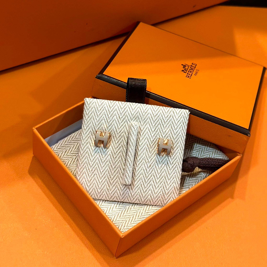 Khuyên tai hermes pop h mini vàng hồng new fullbox