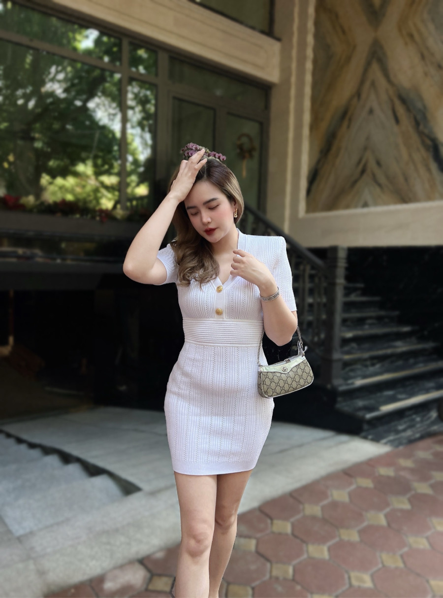 Váy Balmain cộc tay 2 khuy siêu đẹp