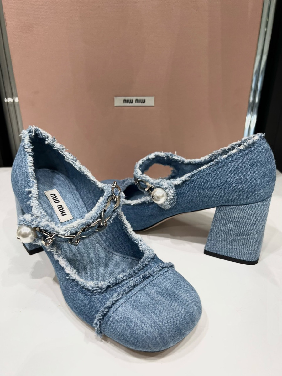 Guốc Miu Miu jean gót 7cm