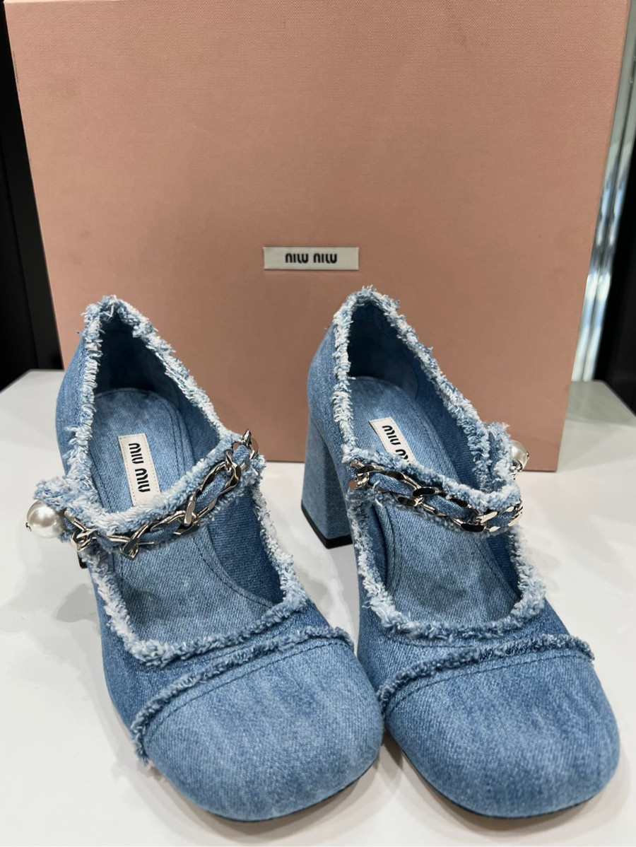 Guốc Miu Miu jean gót 7cm