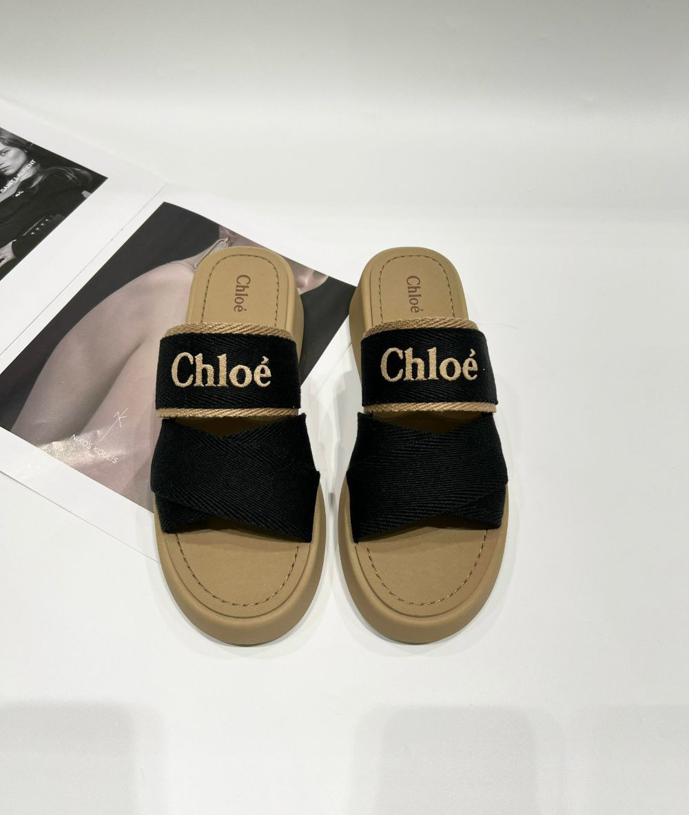 Guốc Chloe quai đen, đế 5cm