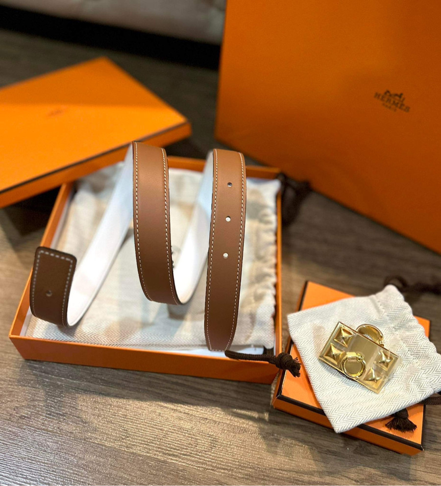 Belt hermes mặt cdc dây nâu trắng sz 75 new fullbox