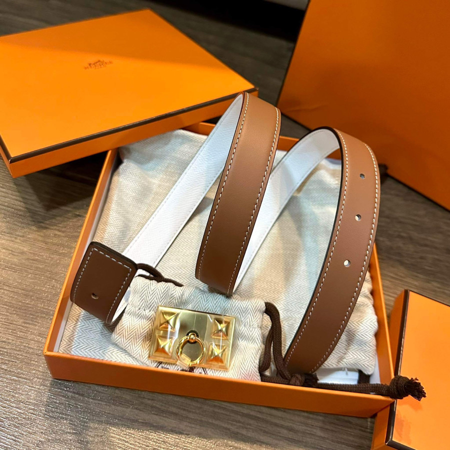 Belt hermes mặt cdc dây nâu trắng sz 75 new fullbox