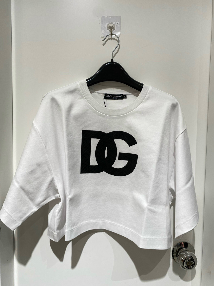 Áo Dolce & Gabbana tee trắng logo DG dáng ngắn