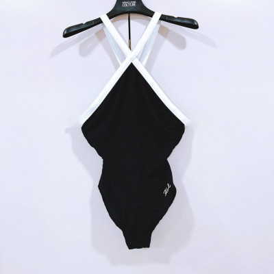Swimsuit Karl màu đen quai trắng