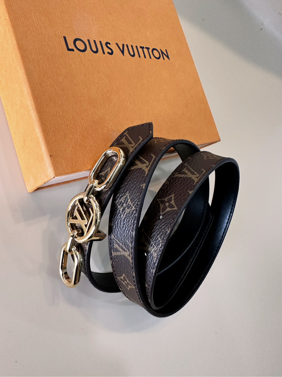 Belt Lv mono nâu khoá vàng sz80 new fullbox