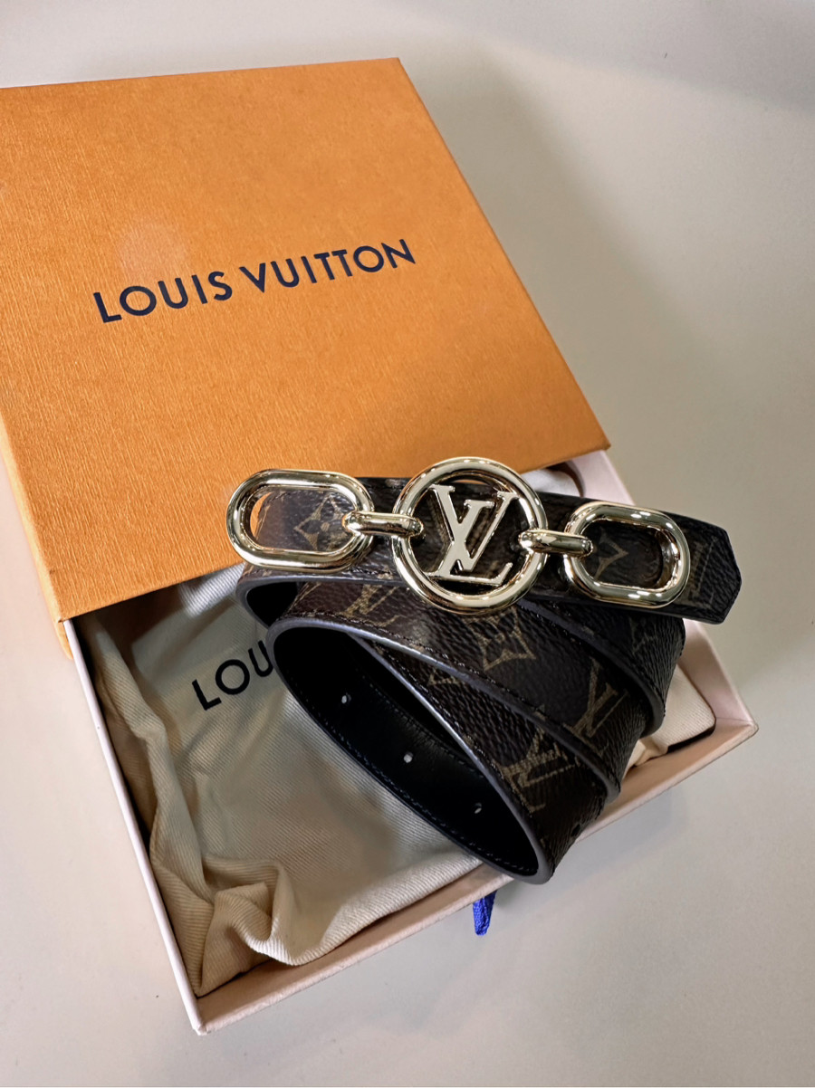 Belt Lv mono nâu khoá vàng sz80 new fullbox