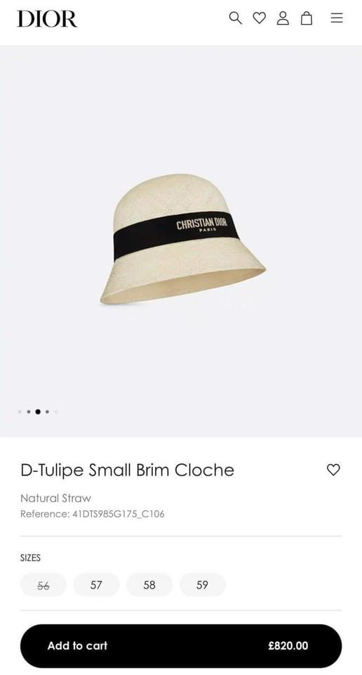 Mũ Dior sz 57 kèm dust bill