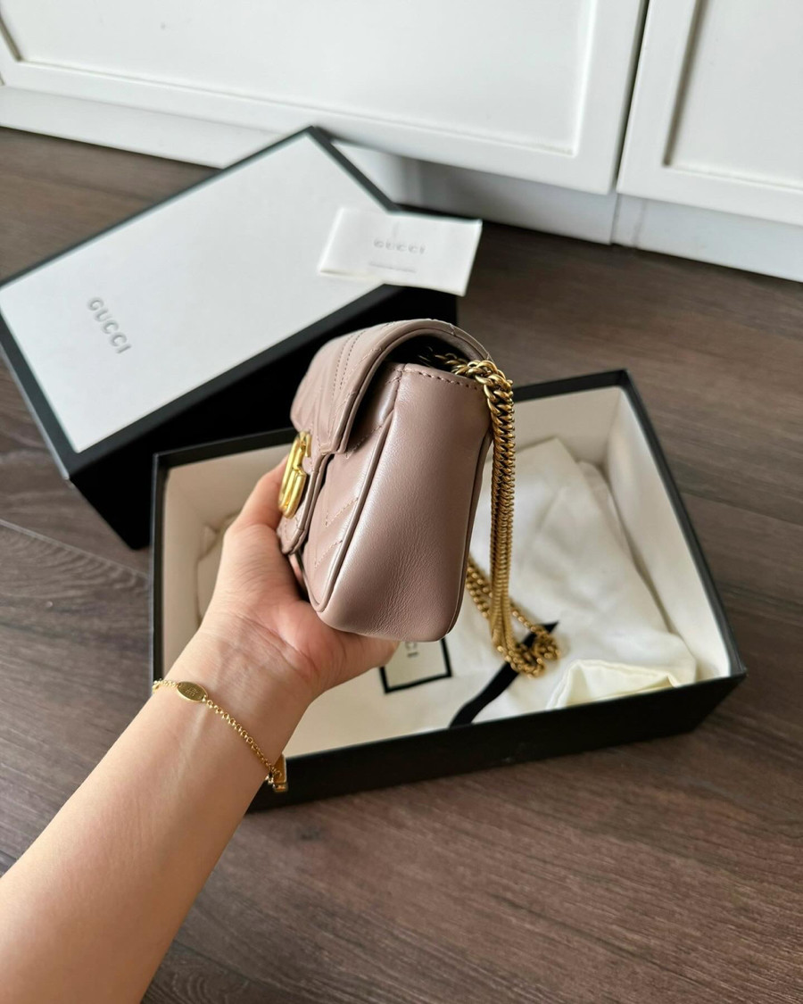 Gucci marmont super mini nude