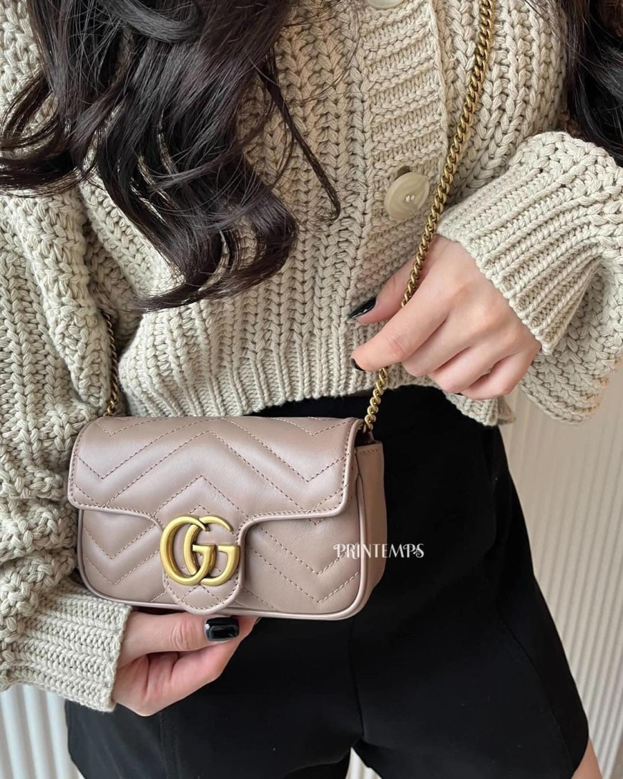 Gucci marmont super mini nude