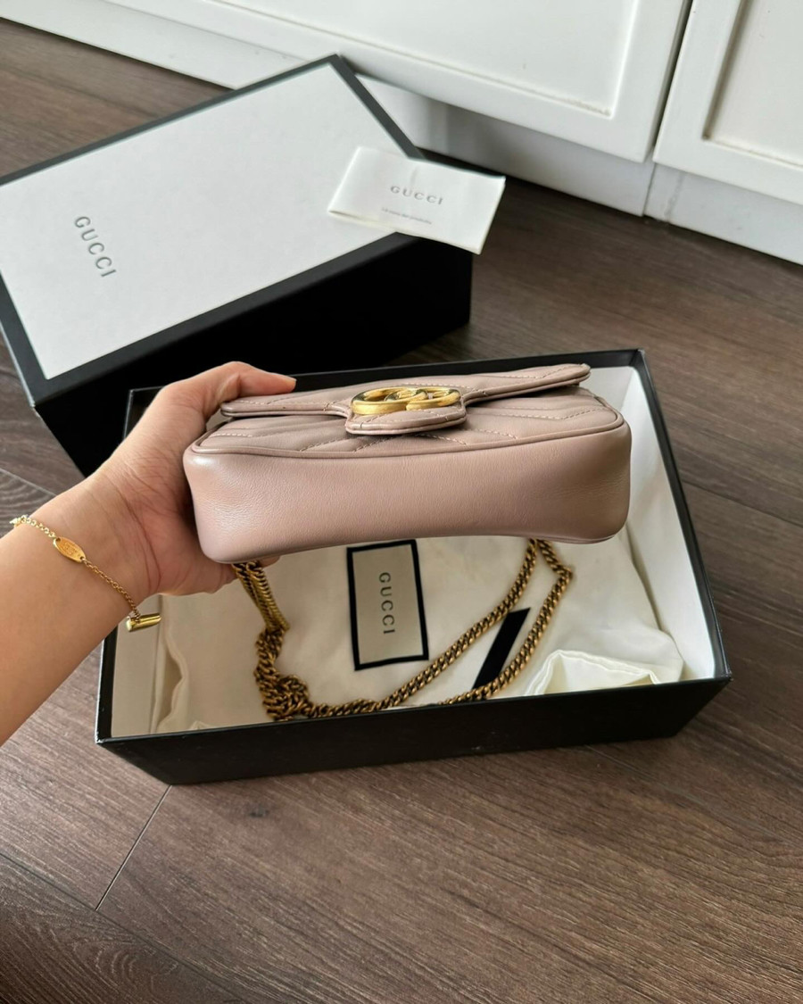 Gucci marmont super mini nude