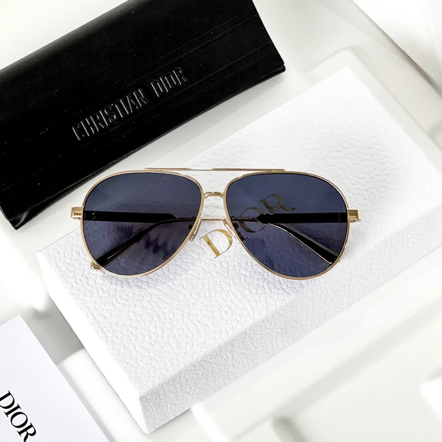 Kính râm Dior DiorCannage A1U dáng mắt aviator xanh, gọng gold nổi bật 🥳