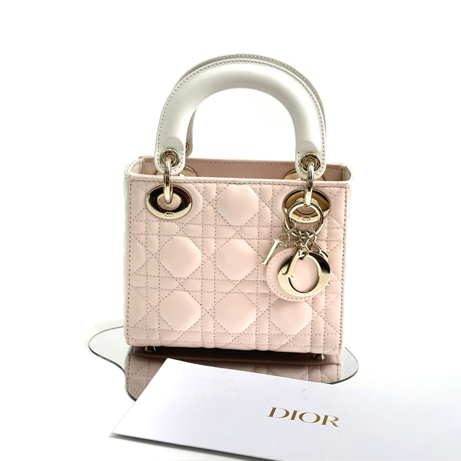 Túi lady Dior trắng hồng mini