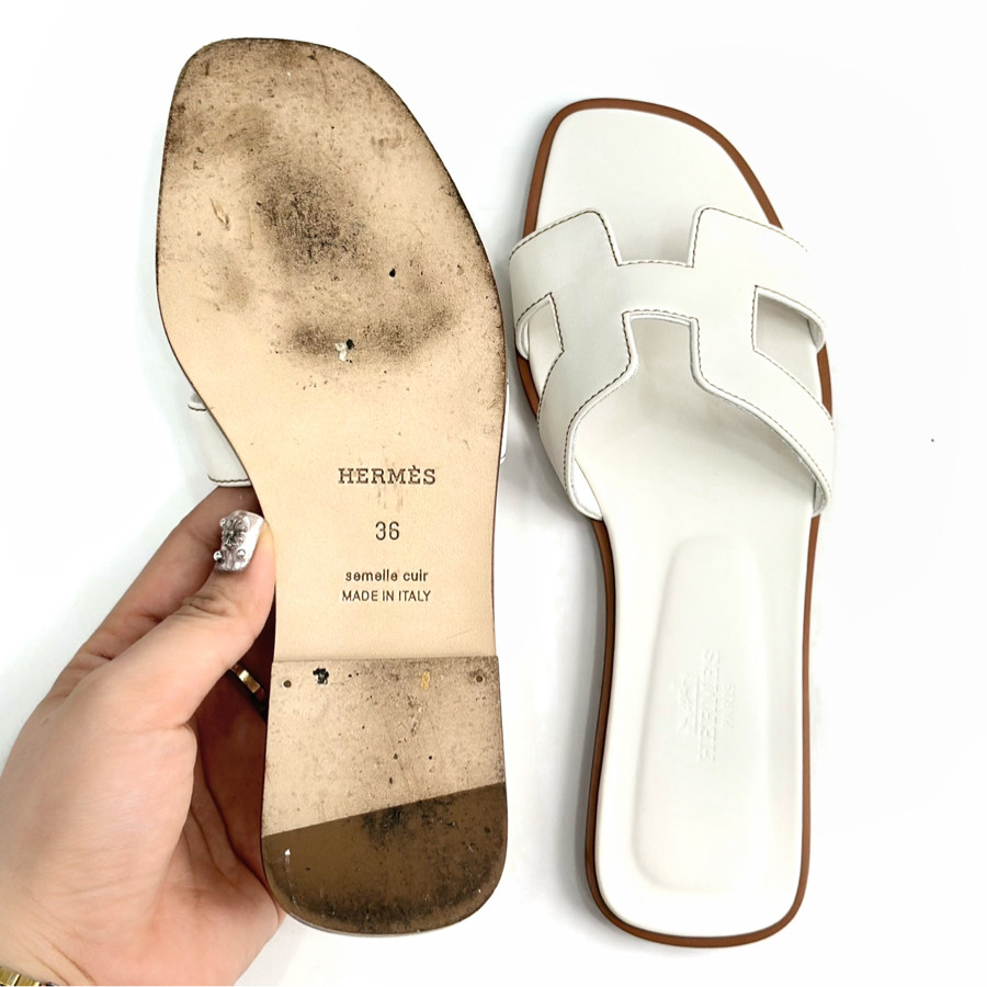 Dép Hermes trắng size 36