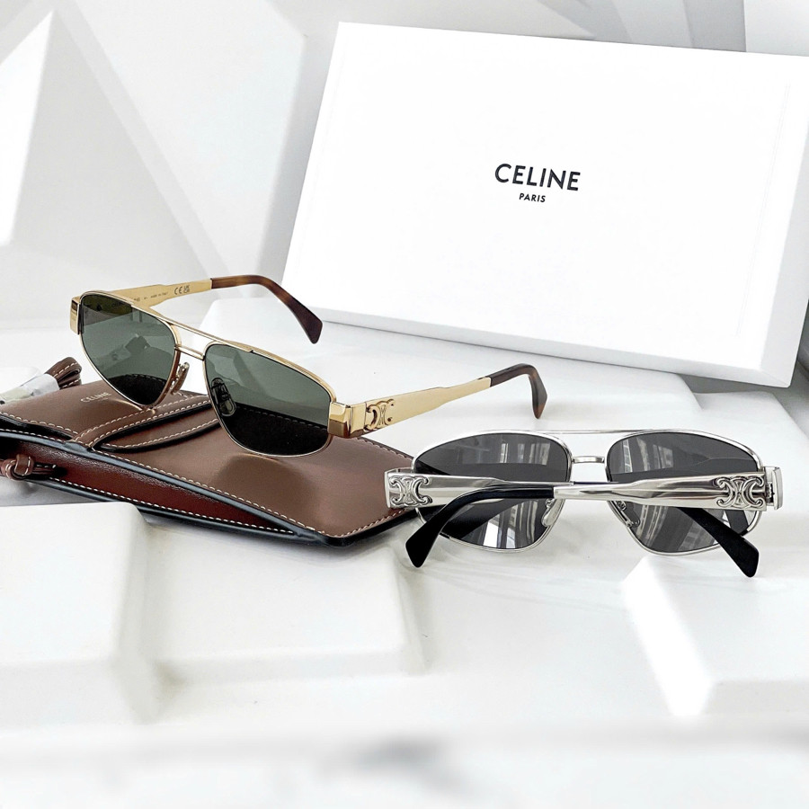 Kính râm Celine CL40281U em đáp sẵn 2 màu, gọng kim loại họa tiết logo :b