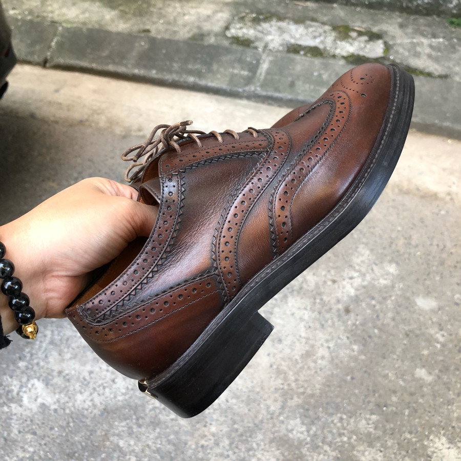 ❤️B.B.R Brown Women Gennie Zig  brown Leather Oxfords Flats sz 36