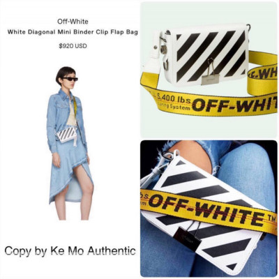 Off-white Mini Binder Clip White Leather Shoulder Bag