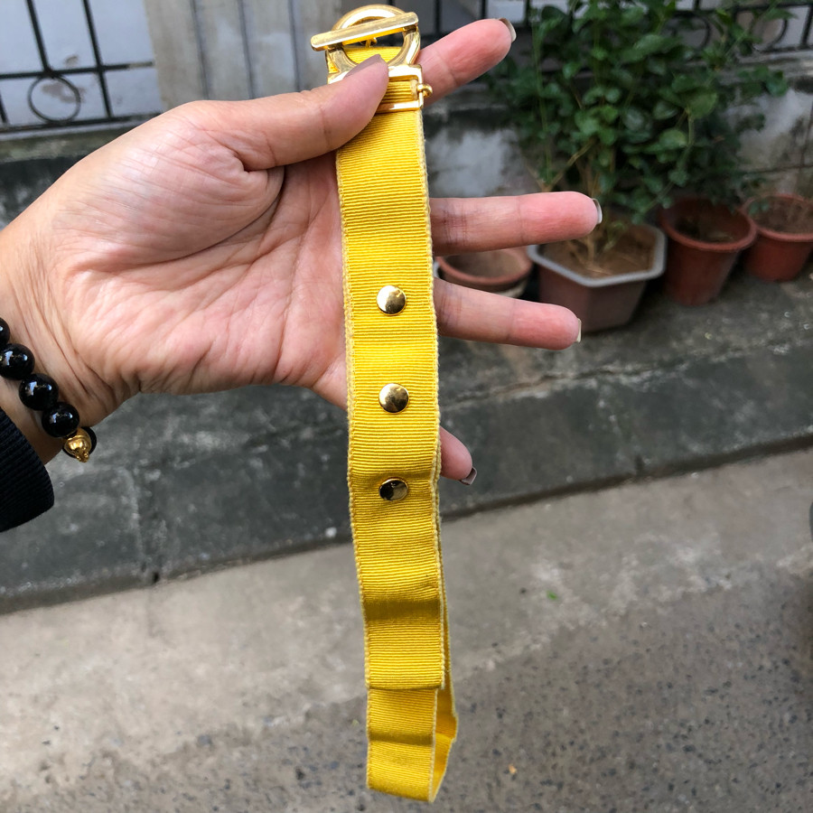 ❤️Salvatore Ferragamo belt gancini - yellow canvas sz S