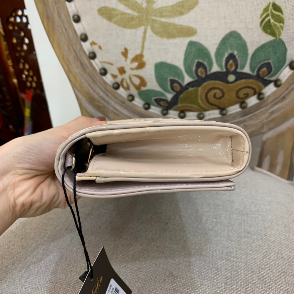 Túi Dior woc clutch da bóng màu beige