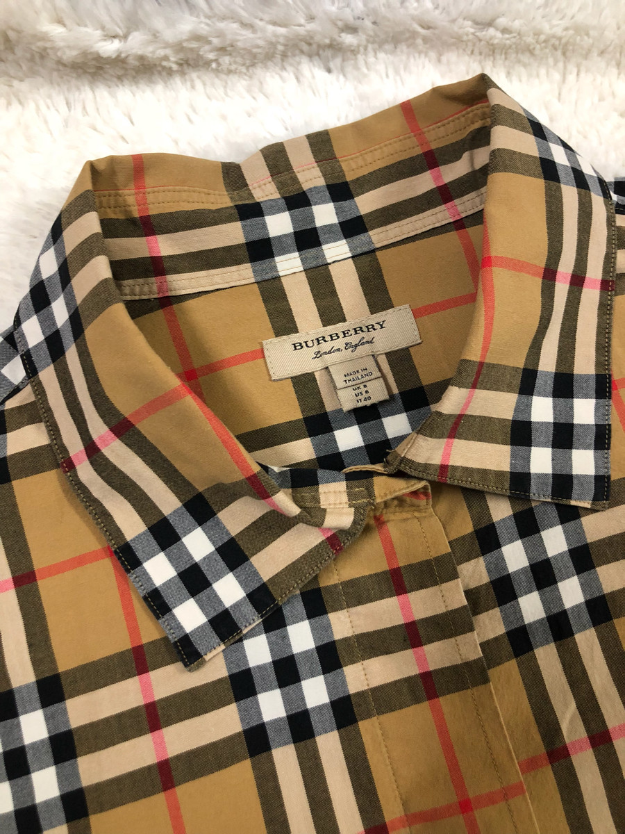 ❤️ B.B.R - Vintage check cotton tie-waist shirt dress sz 8uk