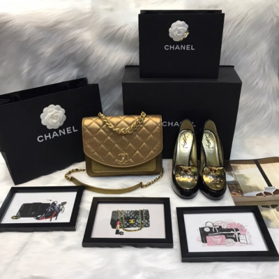 Túi Chanel metalic gold
