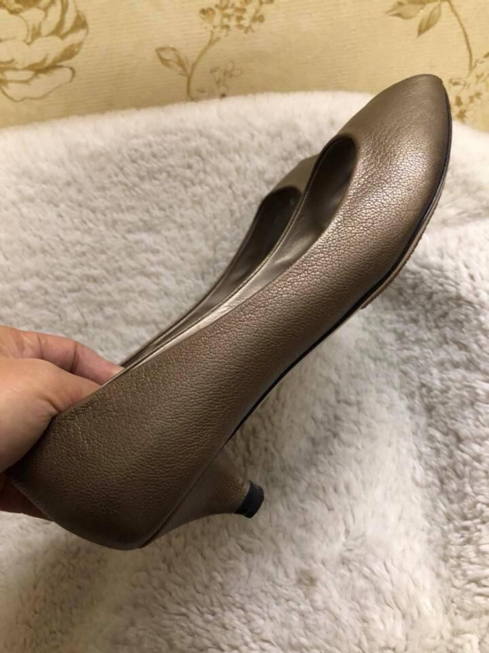 Salvatore ferragamo pump - hở mũi - nhũ đồng sz 6,5D