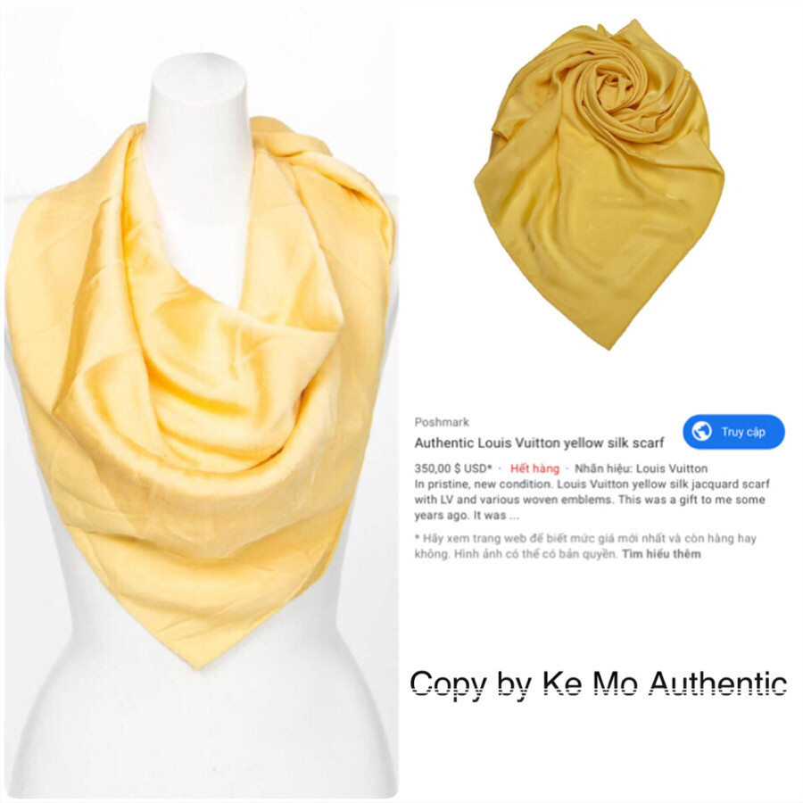 ❤️Louis vuitton Yellow Silk Fabric Monogram Scarf sz 85x85