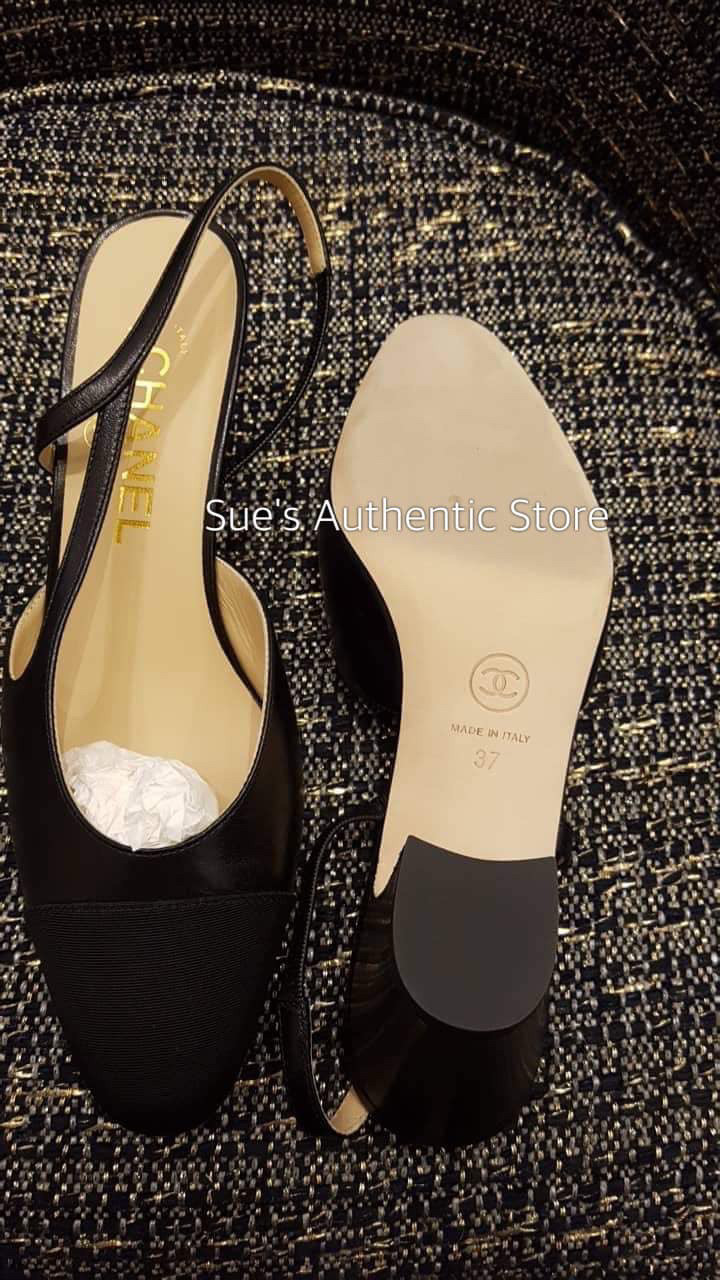 Giày Chanel slingback màu đen size 37