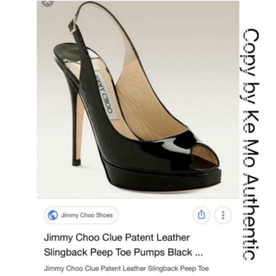 Jimmy choo - Slingback peep toe pump - black patent sz 37