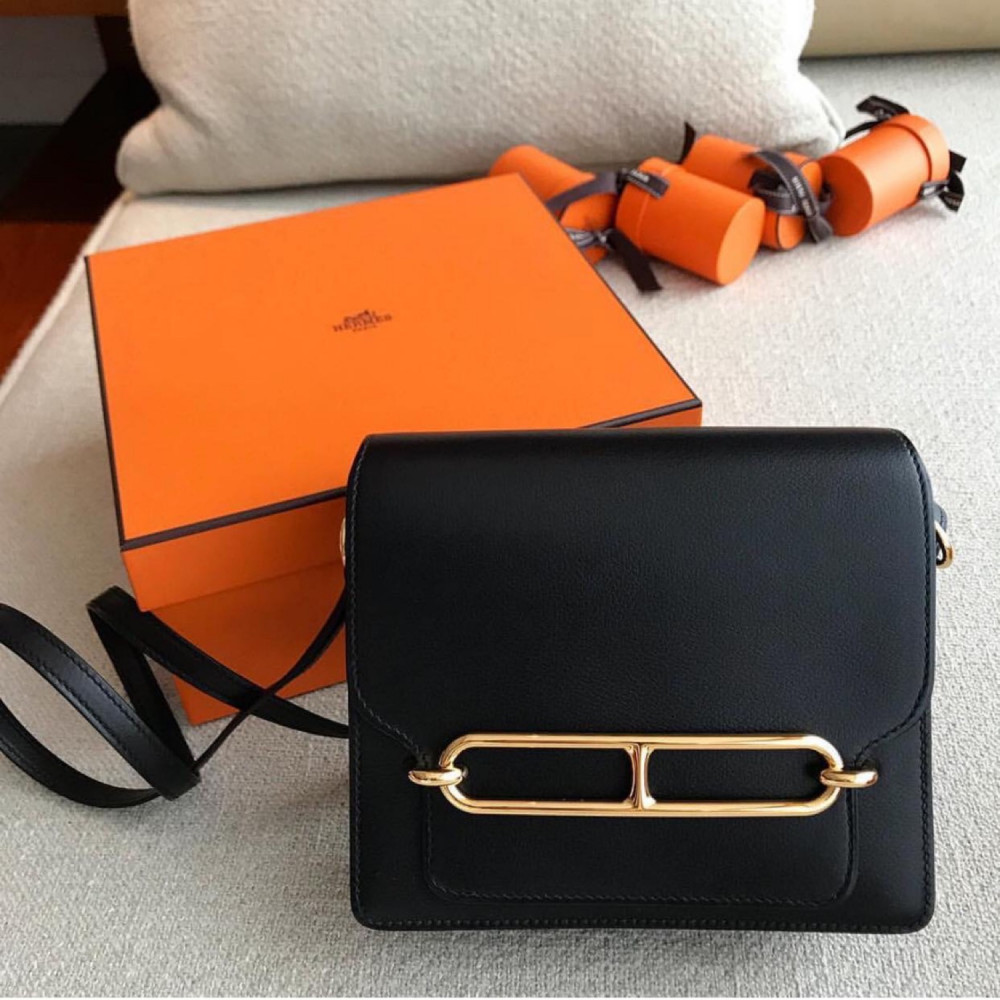 Hermes Roulis Calfskin 18 Black Shoulder Bag