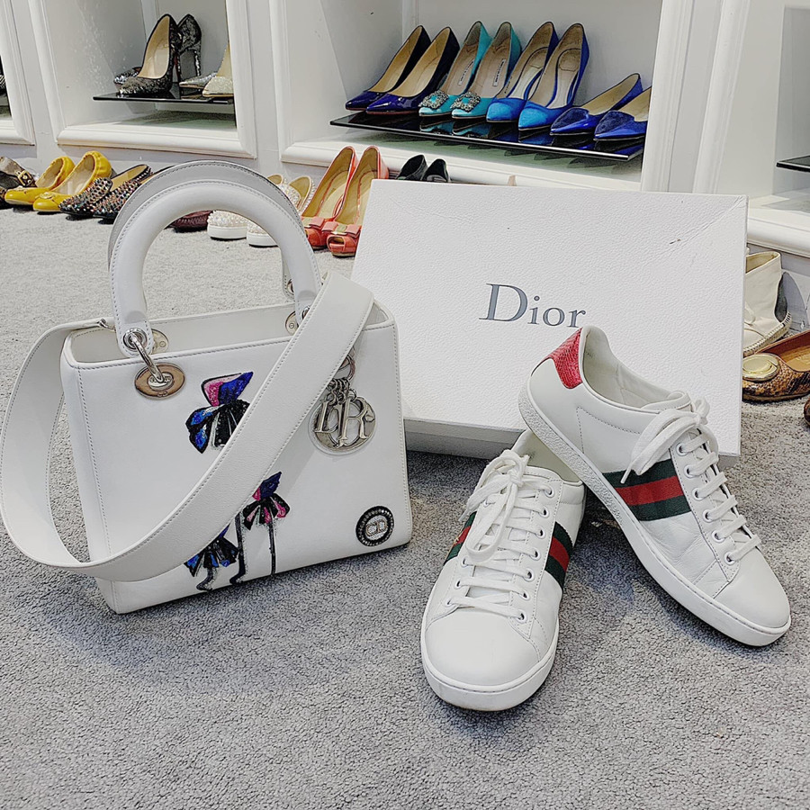 Dior Lady Limited Medium White Lambskin