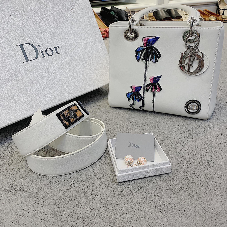 Dior Lady Limited Medium White Lambskin