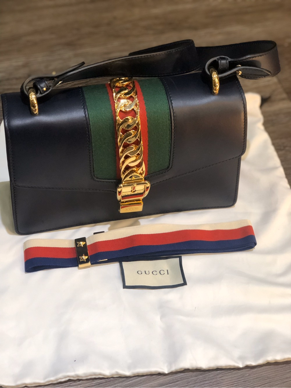 Túi Gucci Sylvie xanh đen