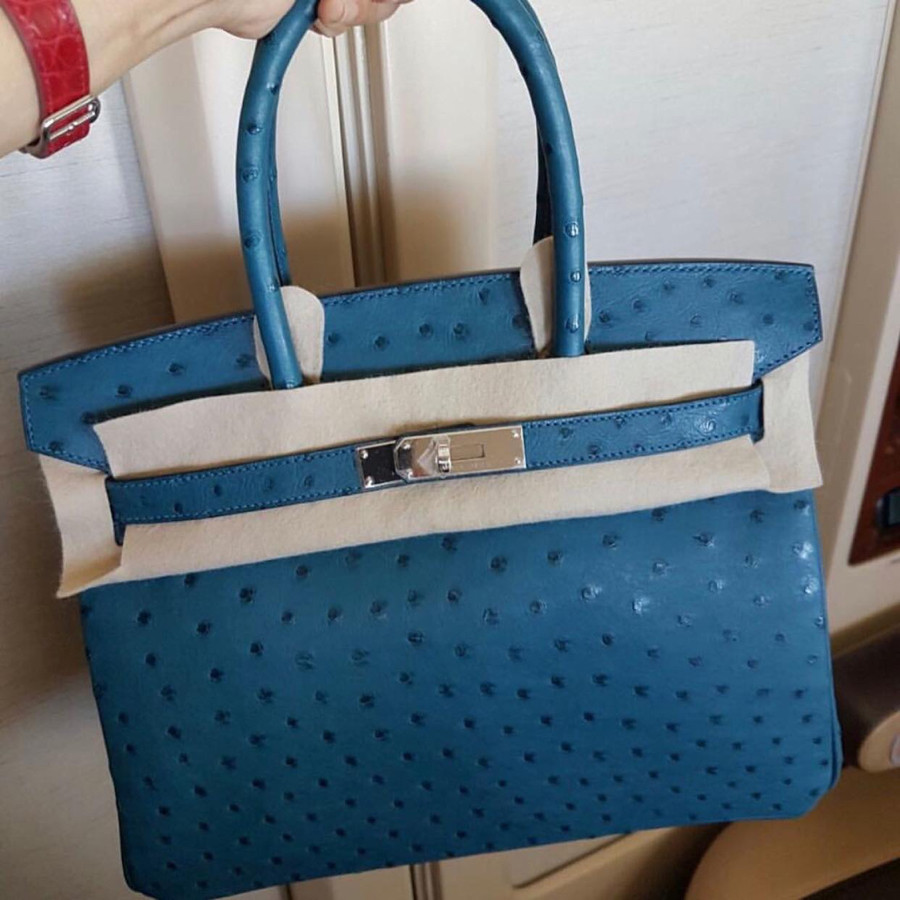 Hermes Birkin Size 35 Blue-De-Matte Ostrich