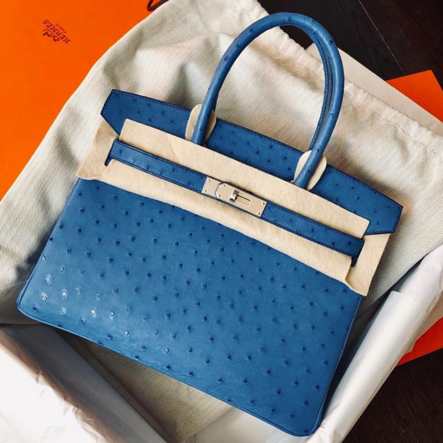 Hermes Birkin Size 35 Blue-De-Matte Ostrich