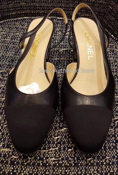 Giày Chanel slingback màu đen size 37