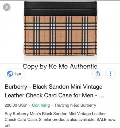 Burberry black sandon mini vintage leather check card case