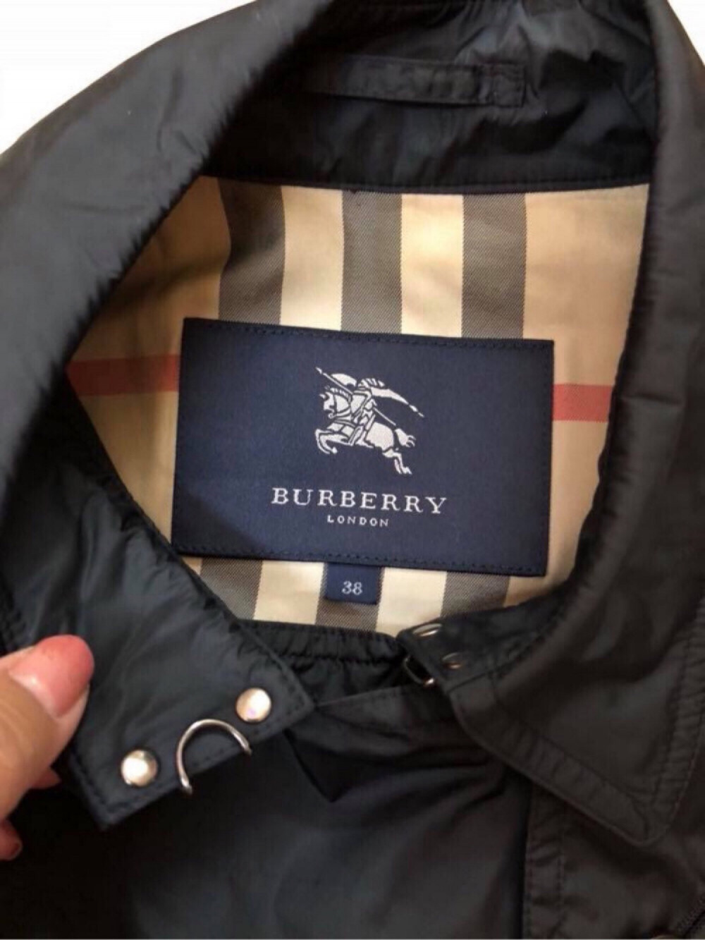 Burberry Navy Short Nylon Trench Coat sz 38