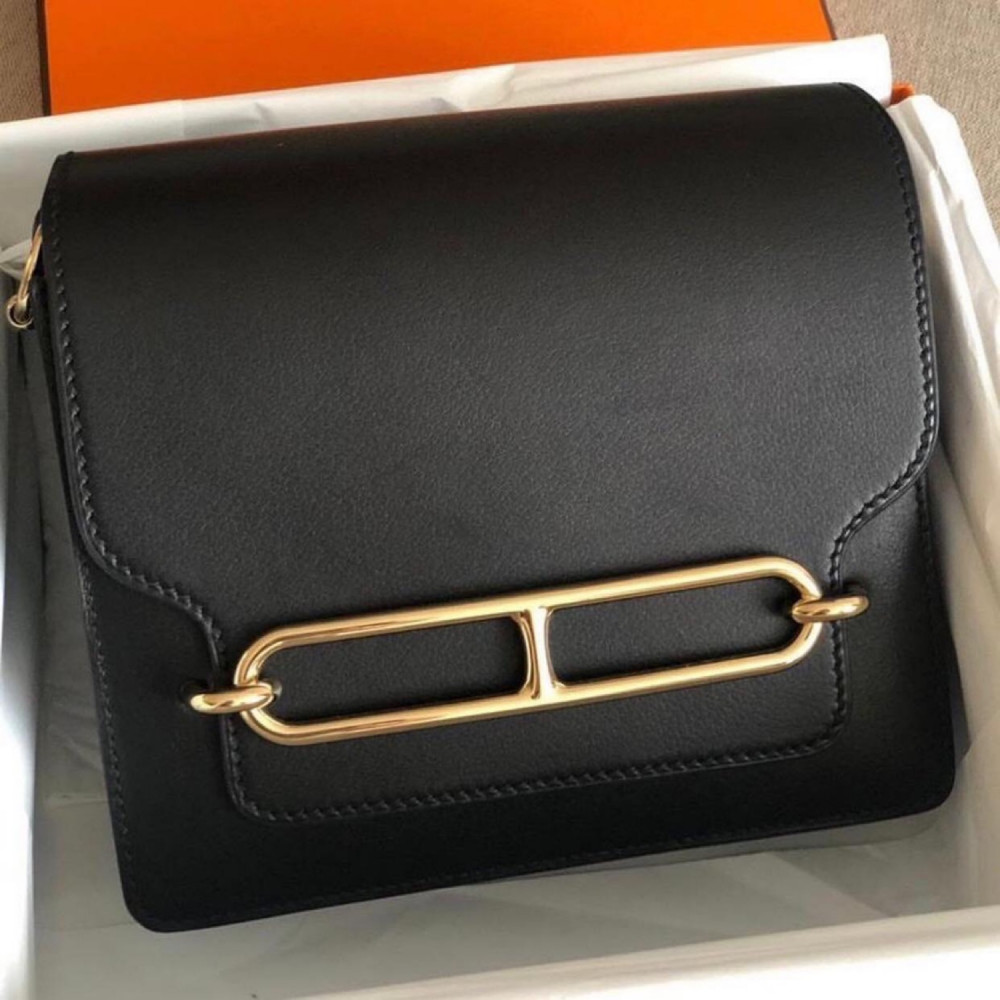 Hermes Roulis Calfskin 18 Black Shoulder Bag